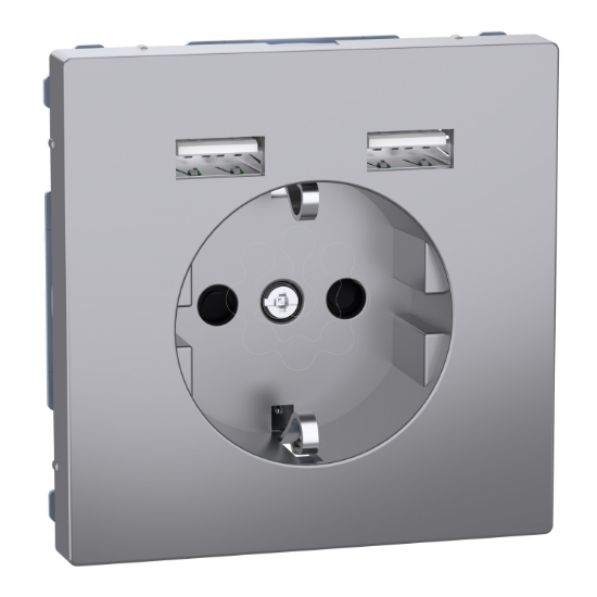 Imagem de D-Life - Tomada 2P+T + Carregador 2xUSB - 2.4A - 16A - Aco