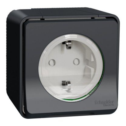 Mostrar detalhes para Tomada 2P+T com obturadores Mureva Styl saliente ligadores parafuso IP55 16A Cinzento Imagem de Tomada 2P+T com obturadores Mureva Styl saliente ligadores parafuso IP55 16A Cinzento