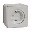 Imagem de Tomada 2P+T monobloco com obturadores Mureva Styl saliente ligadores parafuso IP55 16A Branco
