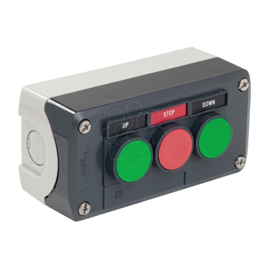 Imagem de Harmony Control station plastic dark grey 3 flush push buttons green NO red NC green NO O22  spring return legend holder UL/CSA certified