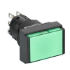 Imagem de Illuminated monolithic push button Harmony XB6E rectangle green pushbutton O 16 flush springreturn 24 VDCpolarised1CO