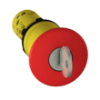 Imagem de Emergency stop push button Harmony XB7 O22 mm red mushroom O 40 mm trigger key release 1 NO + 1 NC