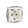 Imagem de M-Elegance - Tomada 2P+T + carregador USB 2.0 + USB 3.1 - 3A - Branco brilhante