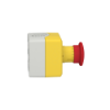 Imagem de Estacao de controlo plastico amarelo 1 paragem de emergencia vermelho O40 rodar para desencravar 1 NC com funcao de monitorizacao UL CSA