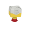 Imagem de Estacao de controlo plastico amarelo 1 paragem de emergencia vermelho O40 rodar para desencravar 1 NC com funcao de monitorizacao UL CSA