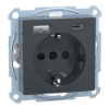 Imagem de M-Elegance - Tomada 2P+T + carregador USB 2.0 + USB 3.1 - 3A - Antracite