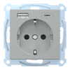 Imagem de M-Elegance - Tomada 2P+T + carregador USB 2.0 + USB 3.1 - 3A - Aluminio