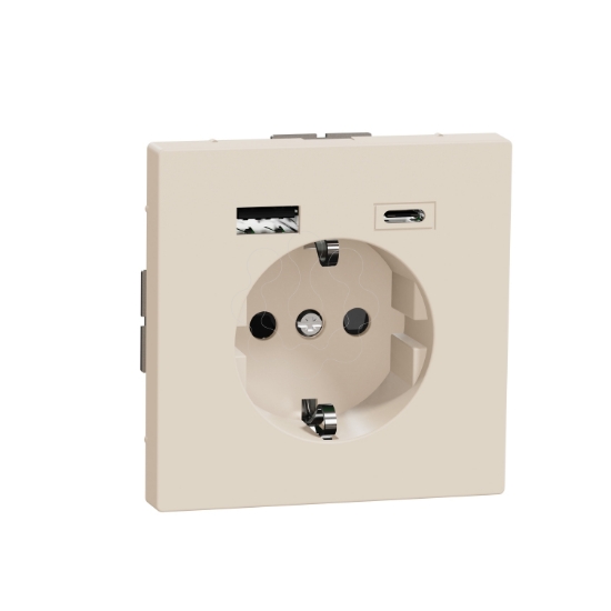 Imagem de D-Life - Tomada 2P+T + carregador USB 2.0 + USB 3.1 - 3A - Sahara