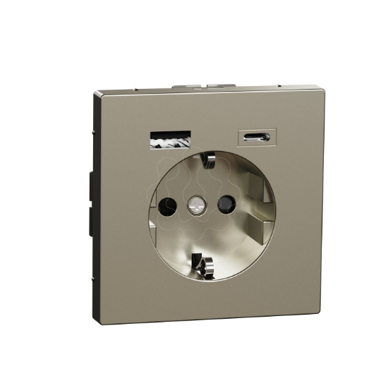 Imagem de D-Life - Tomada 2P+T + carregador USB 2.0 + USB 3.1 - 3A - Metal Niquel