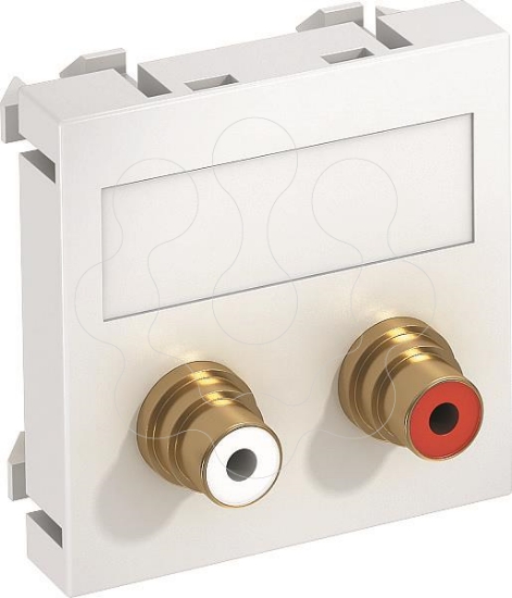 Imagem de Suporte multimedia RCA audio 2x Tomada com ligacao soldada 45x45mm PC branco puro 9010