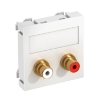 Imagem de Suporte multimedia RCA audio 2x Tomada com ligacao soldada 45x45mm PC branco puro 9010