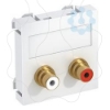 Imagem de Suporte multimedia RCA audio 2x Tomada com ligacao soldada 45x45mm PC branco puro 9010