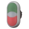 Imagem de Pulsador doble + indicador luminoso, 22 mm, Resaltados, Verde, Blanco,