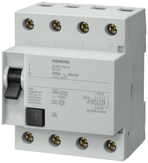 Imagem de Disjuntor de corrente de fuga, 4 polos, tipo A, In: 125 A, 100 mA, Un CA: 400 V
