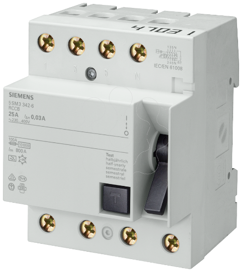 Imagem de Disjuntor de corrente de fuga, 4 polos, tipo CA, In: 125 A, 30 mA, Un CA: 400 V