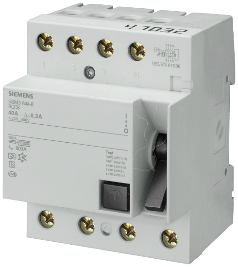 Imagem de Disjuntor de corrente de fuga, 4 polos, tipo A, In: 100 A, 500 mA, Un CA: 400 V