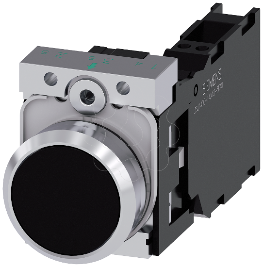 Imagem de Botao de pressao, 22mm, redondo, metal, alto brilho, preto, 1NA+1NF