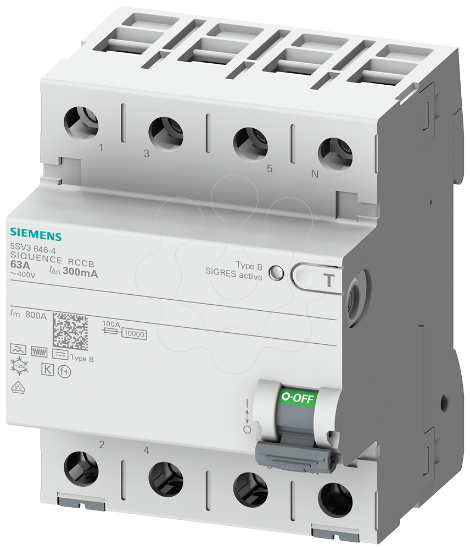 Imagem de Disjuntor de corrente de fuga, 4 polos, tipo B+, seletivo, In: 80 A, 300 mA, Un CA: 400 V