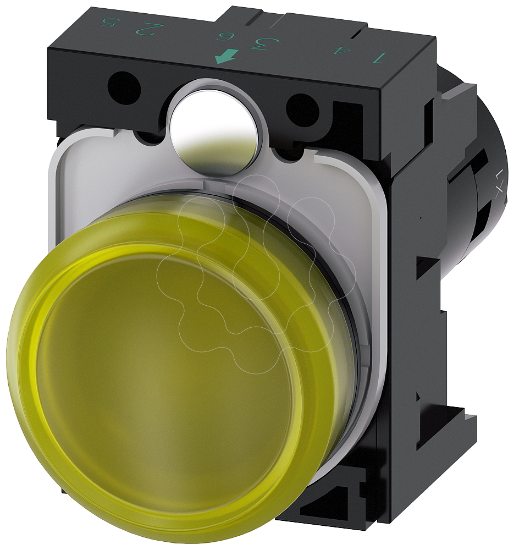 Imagem de Sinalizador luminoso, 22mm, redondo, plastico, amarelo, plano, 230V CA