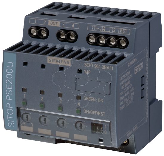 Imagem de Mod. seletiv. SITOP PSE200U, CC 24 V/4 x 0,5 ... 3 A c/ contato mensagem de soma