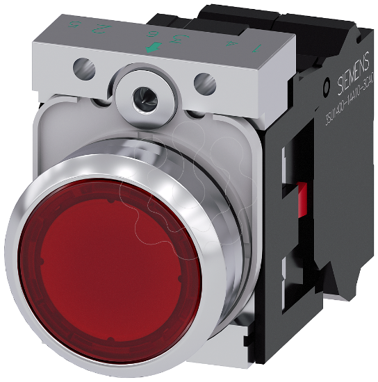 Imagem de Botao de pressao iluminado, 22 mm, redondo, metal, vermelho, 1NF, com LED