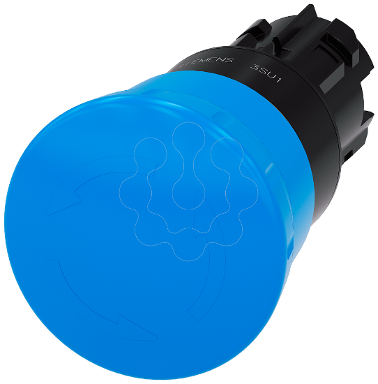 Imagem de botao cogumelo, 22 mm, redondo, plastico, azul, 40 mm, encaixe obrigatorio