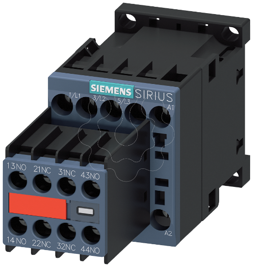 Imagem de Contactor, AC-3e, 12A/5,5kW/400V, 3 polos, AC110V/50Hz, 120V/60Hz, 2NA+2NF