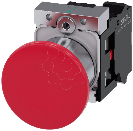 Imagem de Botao cogumelo, 22 mm, redondo, metal, alto brilho, vermelho, 40 mm, 1NF