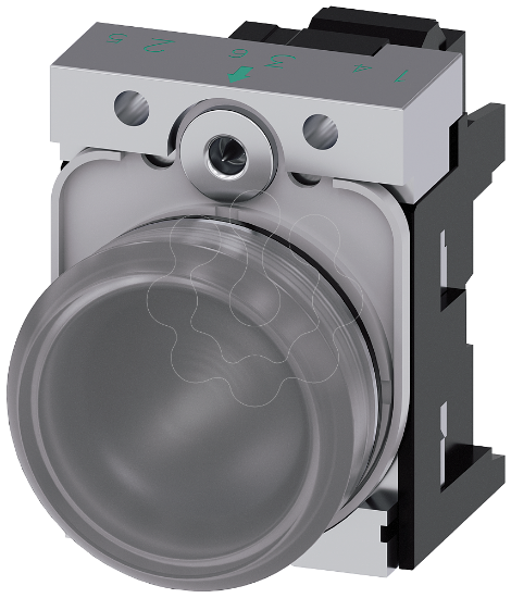 Imagem de Sinalizador luminoso, 22 mm, redondo, metal, alto brilho, transparente, LED 230 V CA