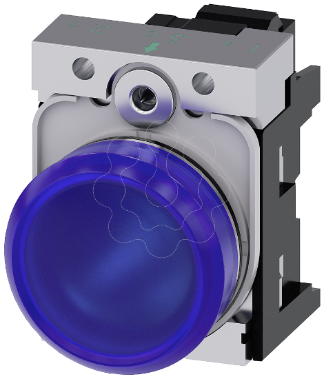 Imagem de Sinalizador luminoso, 22mm, redondo, metal, alto brilho, azul, 230V CA