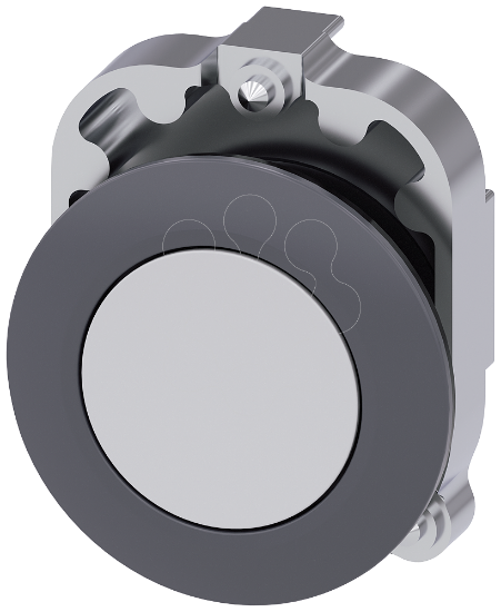 Imagem de botao, 30 mm, redondo, metal, mate, branco, anel frontal para montagem plana
