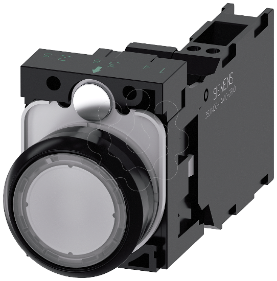 Imagem de Botao de pressao, iluminado, 22mm, redondo, transparente, 1NA+1NF, 24V CA/CC