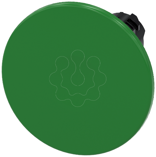 Imagem de Botao cogumelo, 22 mm, redondo, plastico, verde, 60 mm, tecla com retorno