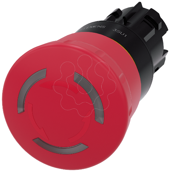 Imagem de Botao cogumelo emergencia iluminado, 22mm, redondo, plastico, vermelho, 40mm