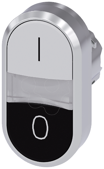 Imagem de Botao de pressao duplo, 22mm, redondo, metal, brilhante, branco: I, preto: O