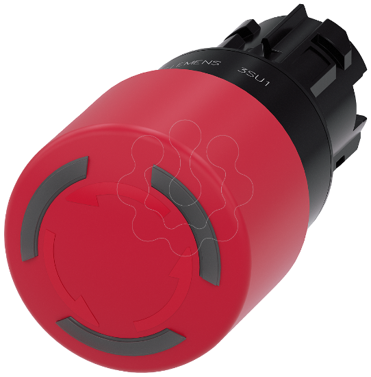 Imagem de Botao cogumelo emergencia iluminado, 22 mm, redondo, plastico, vermelho, 30 mm