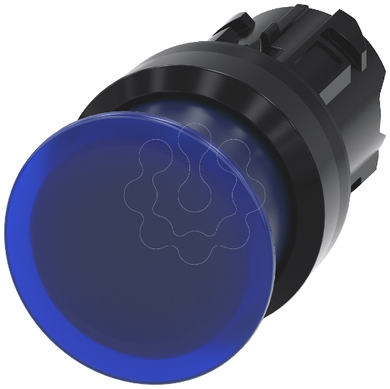 Imagem de Botao cogumelo, iluminado, 22mm, redondo, plastico, azul, 30mm