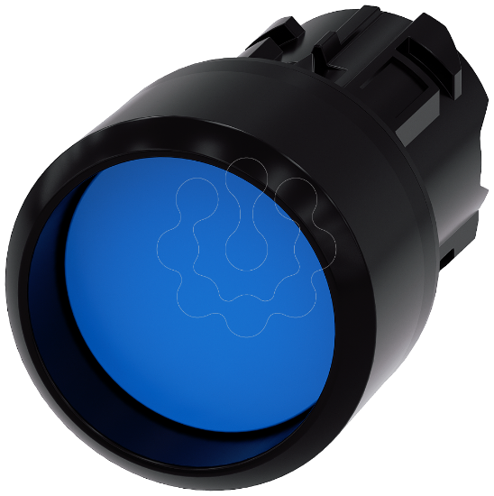 Imagem de Botao de pressao, 22mm, redondo plastico, azul, anel frontal