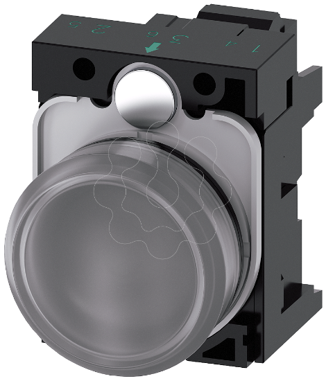 Imagem de Sinalizador luminoso, 22mm, redondo plastico, transparente, lente, plano, 24V CA/CC