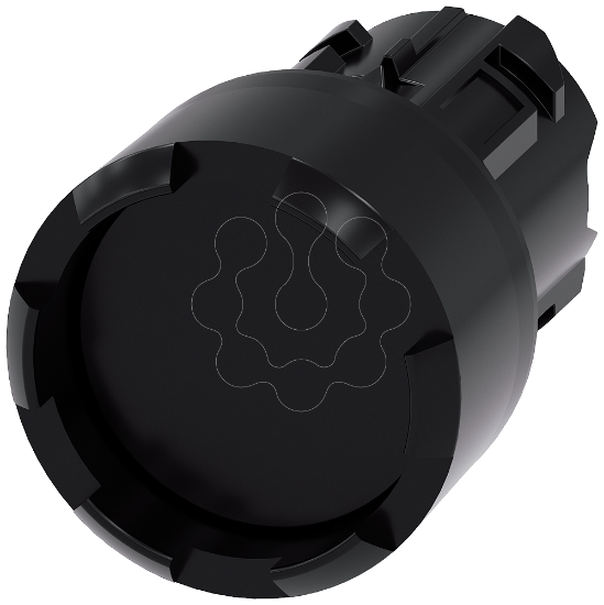 Imagem de botao, 22 mm, redondo, plastico, preto, anel frontal, alto, tecla com retorno