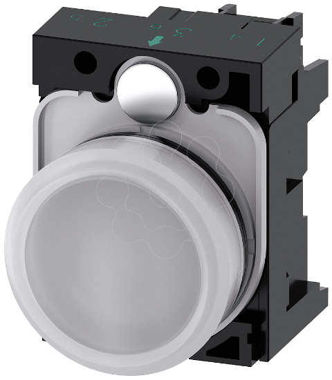 Imagem de Sinalizador luminoso, 22 mm, redondo, plastico, branco, plano, LED integrado