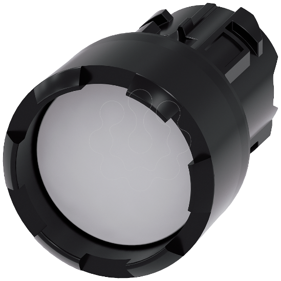 Imagem de botao, 22 mm, redondo, plastico, branco, anel frontal, alto, tecla com retorno