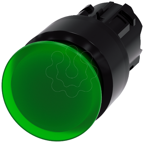 Imagem de Botao cogumelo, iluminado, 22mm, redondo, plastico, verde, 30mm