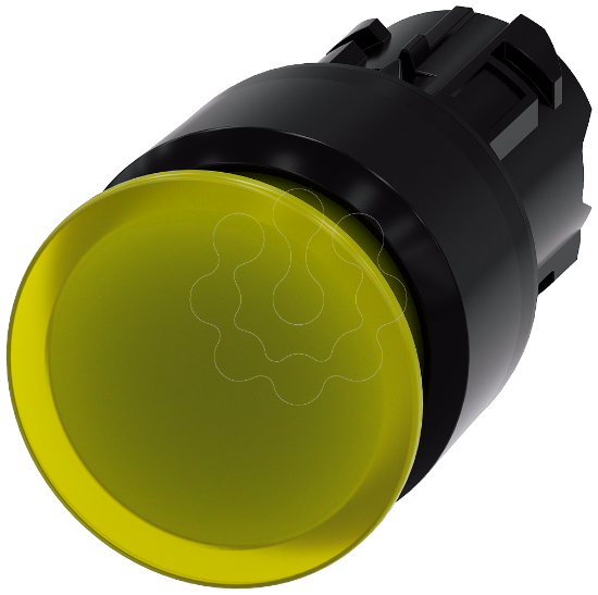 Imagem de Botao cogumelo iluminado, 22 mm, redondo, plastico, amarelo, 30 mm, de encaixe