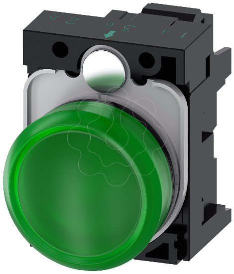 Imagem de Sinalizador luminoso, 22mm, redondo, plastico, verde, lente, plano, 110V CA