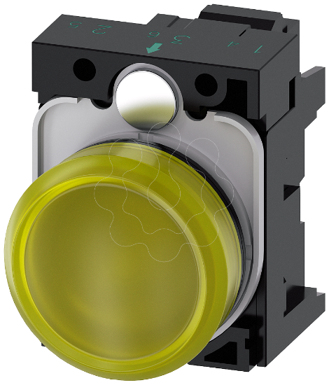 Imagem de Sinalizador luminoso, 22mm, redondo, plastico, amarelo, lente, plano, 110V CA