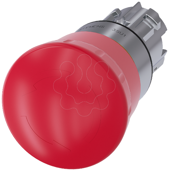 Imagem de Botao cogumelo paragem emergencia, 22mm, redondo, metal, de alto brilho, vermelho, 40 mm