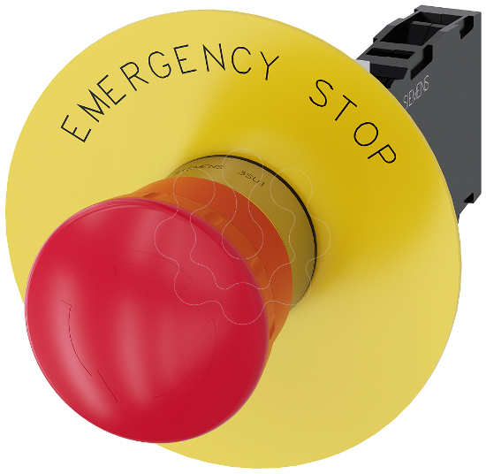 Imagem de Botao cogumelo paragem emergencia, 22mm, redondo, metal, brilhante, vermelho, 1NA+1NF