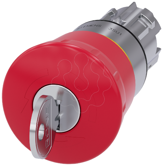 Imagem de Botao cogumelo paragem emergencia, 22mm, redondo, metal, vermelho, com fechadura RONIS