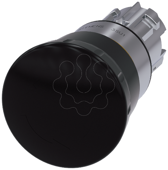 Imagem de botao cogumelo, 22 mm, redondo, metal, de alto brilho, preto, 40 mm